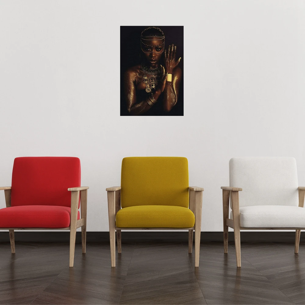 Портрет настенный художественные картины Eygpt королева золото черный Африканский