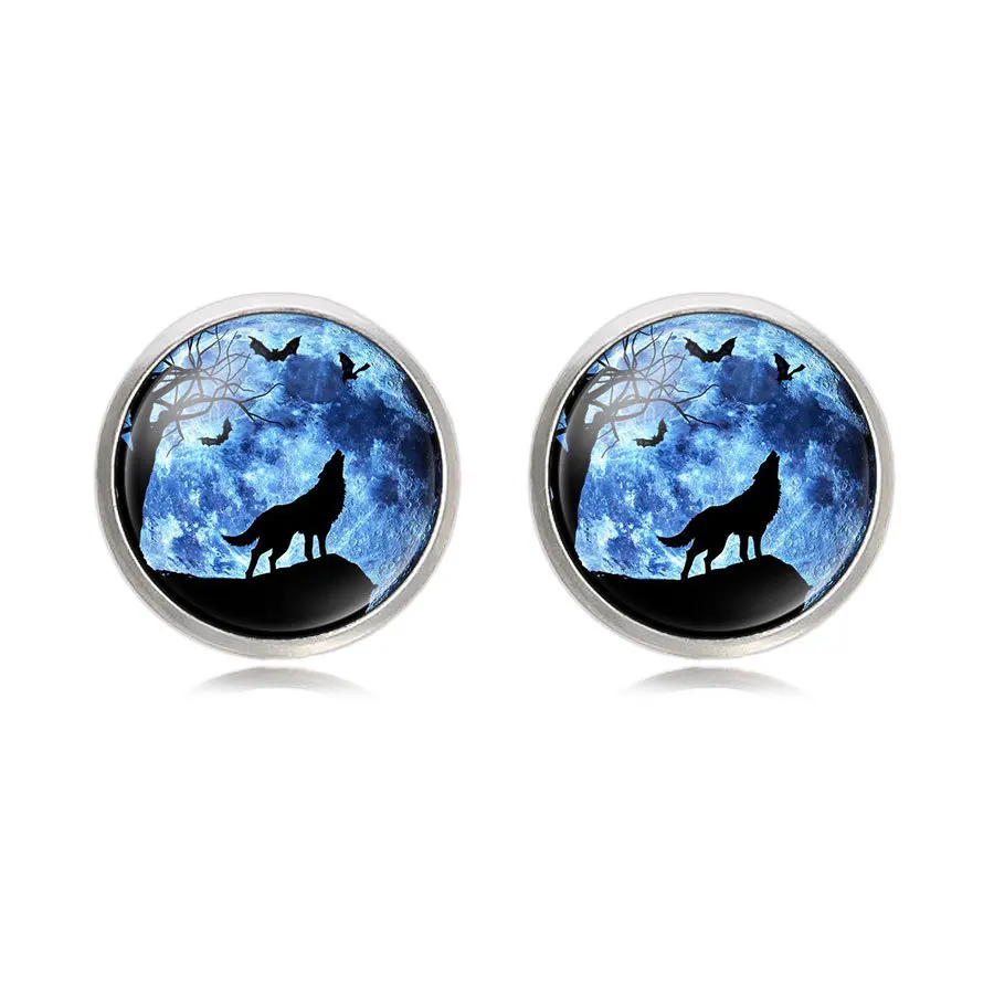 Стимпанк запонки с изображением волков мужские панк черные плетеные ювелирные