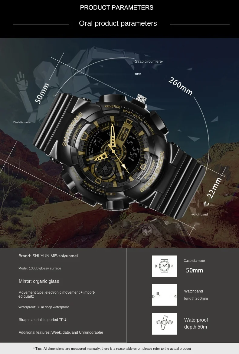 

2021 designer fashion trend dual display LED multi-function electronic quartz watch men's electronic watches reloj mujer