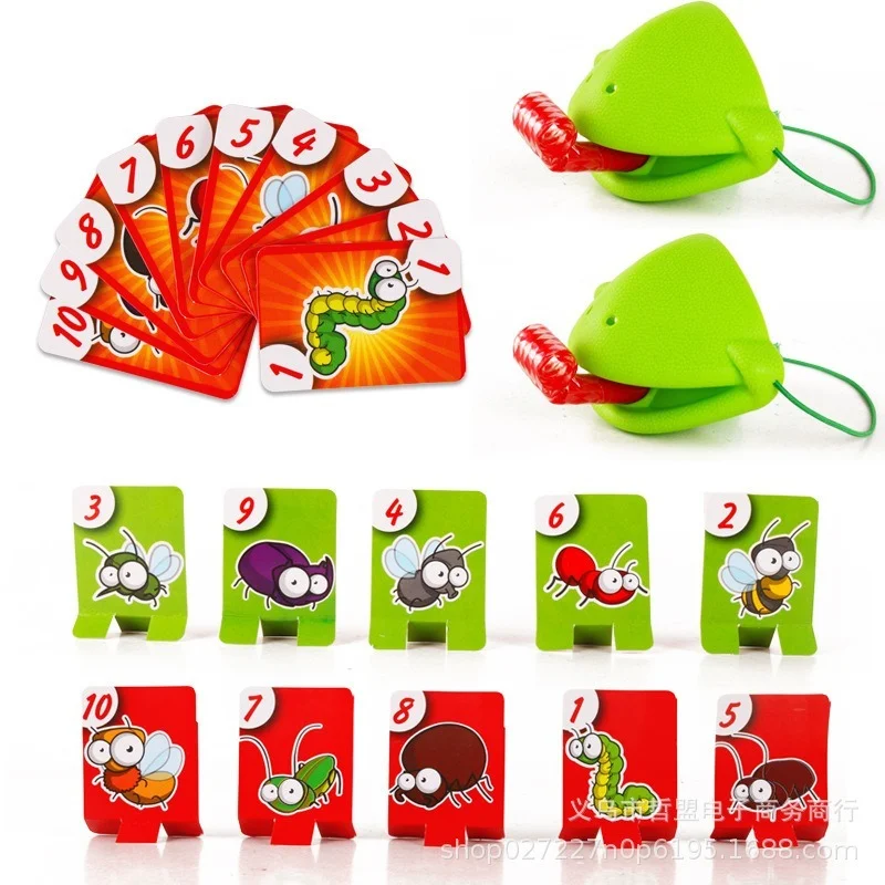 

Practical Jokes Frog Mask Card Toy Greedy Chameleon Lizard Sticking Out Tongue Frog Blowing Desktop Parent-child Battle Game