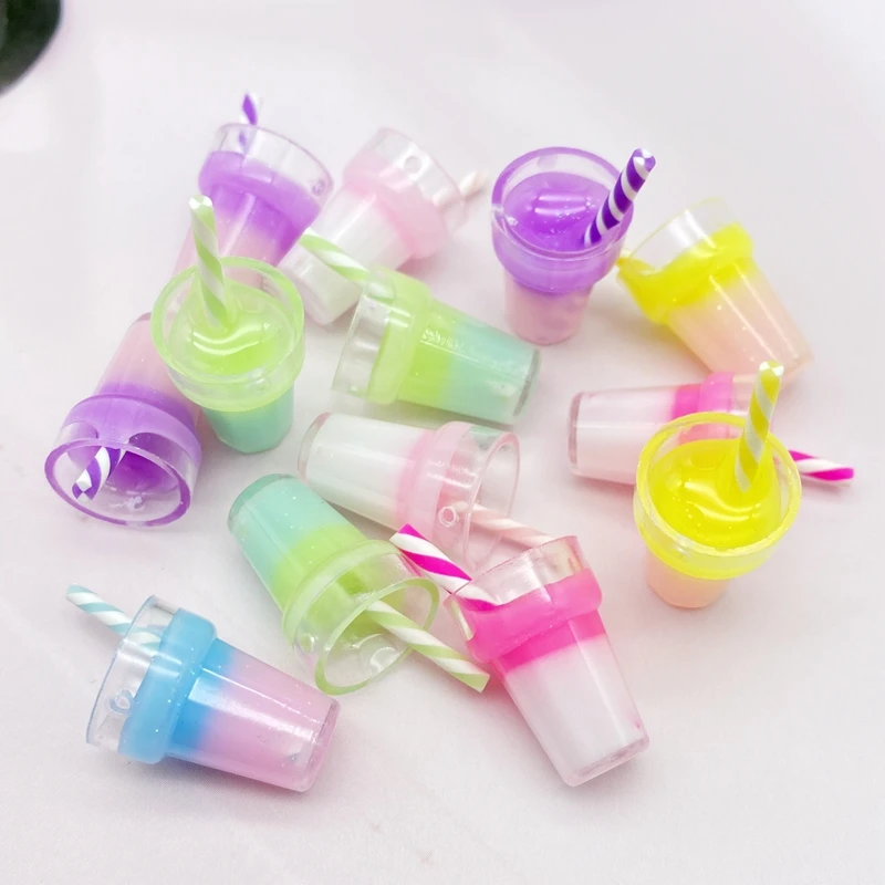 

5/10 шт. Новые Симпатичные мини-кабошоны из смолы с отверстиями, два цвета, молочный чай, скрапбукинг, бант для волос, украшения, аксессуары «сд...