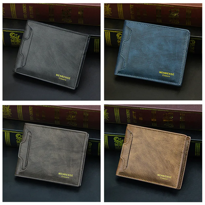 

New Wallet Men's Short Wallet Hot Sale Retro Multi-card Short Wallet Multifunctional PU Waterproof Wallet Coin Clip Wallet