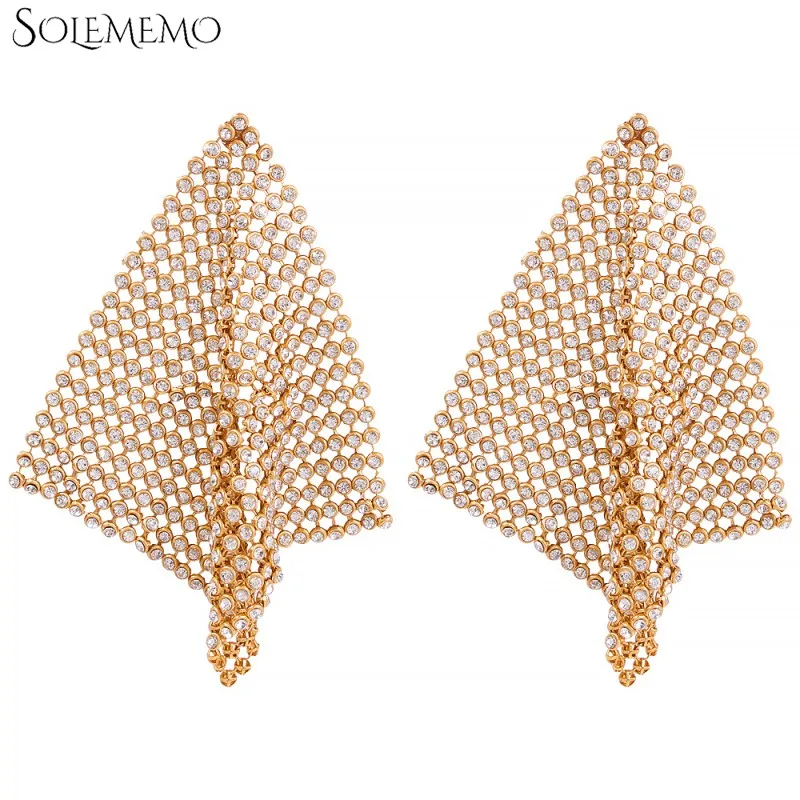 Модные висячие серьги со стразами женские ювелирные изделия геометрический