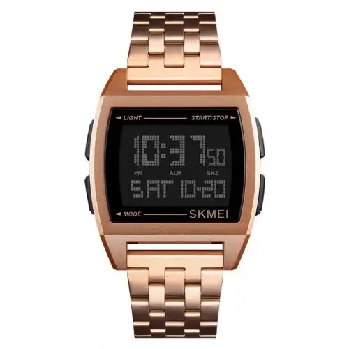 Rose Gold SKMEI 1368, модный двойной светильник, хронограф, водонепроницаемые, нержавеющая сталь, квадратные цифровые наручные часы, Мужские часы - Цвет: Rose Gold