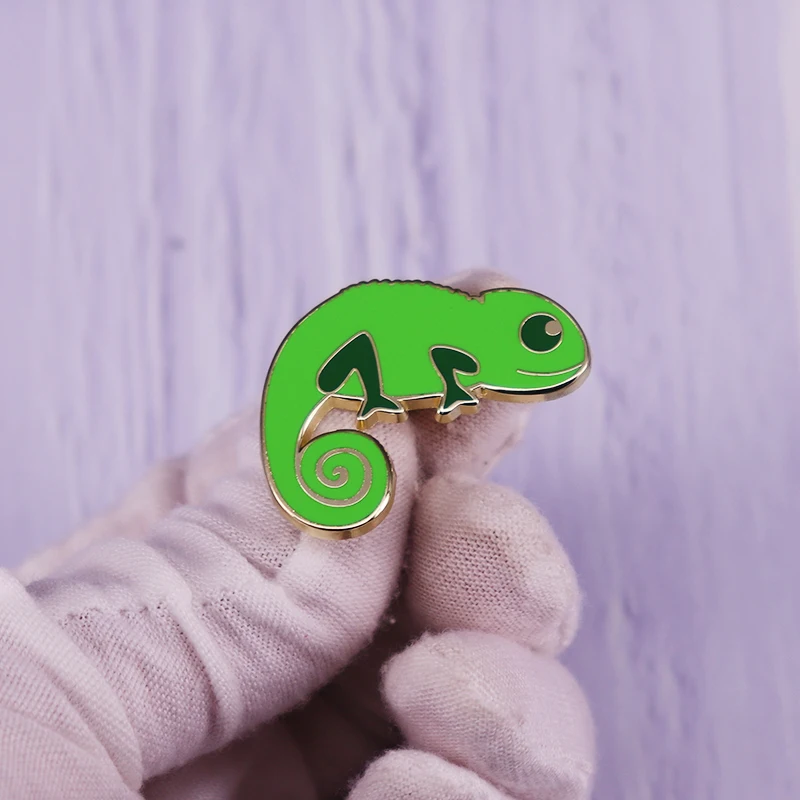 Green Lizard Chameleon Enamel Pin Brooch Cute Animal Badge Jungle Friend Fashion Jewelry Decor | Украшения и аксессуары