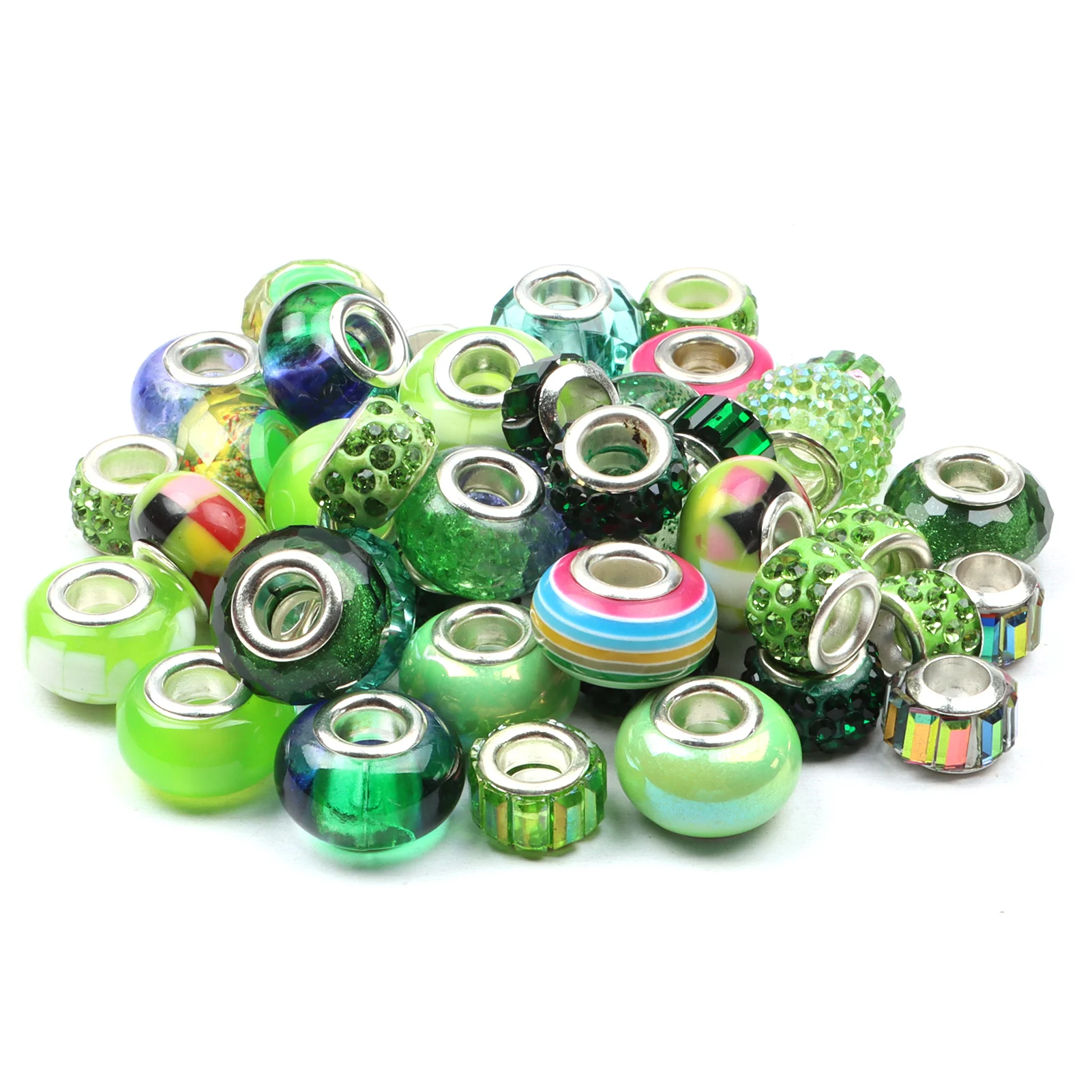 

Large Holes Spacer Bracelet Beads,50pcs Murano Glass Beads for Bracelets,Assorted Crystal Rhinestones Charms Bracelet Beads