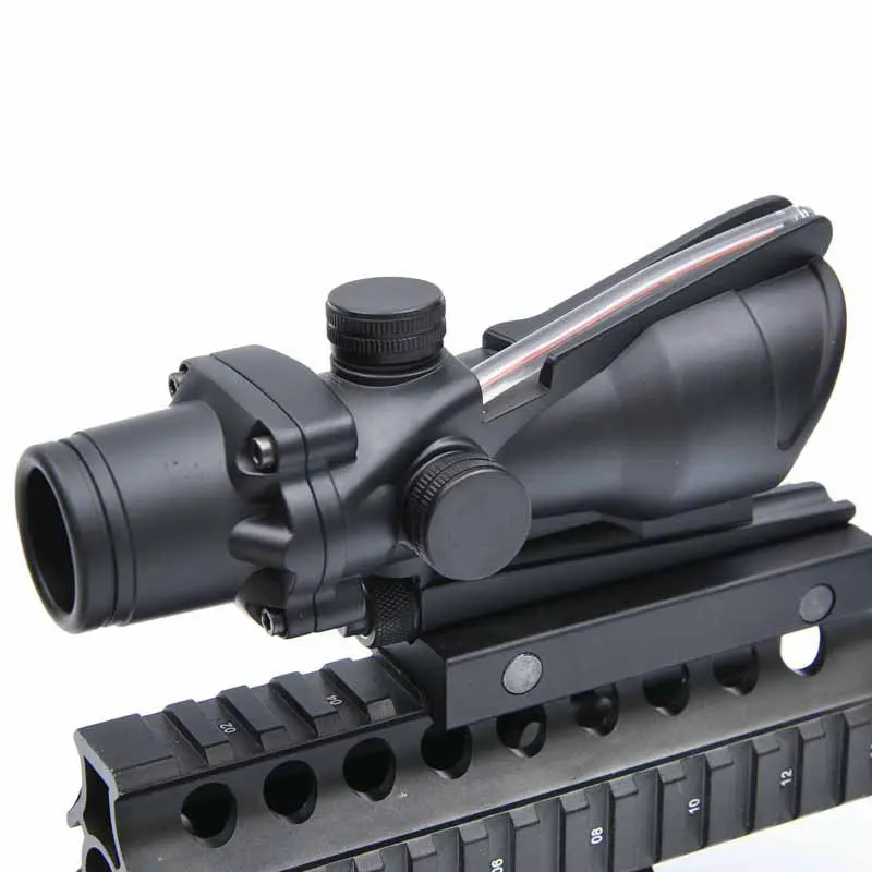Тактический ACOG 1X32 прицел Красный точка зрения Оптика прицел с реальным оптоволоконный прицел 20 мм Пикатинни Вивер