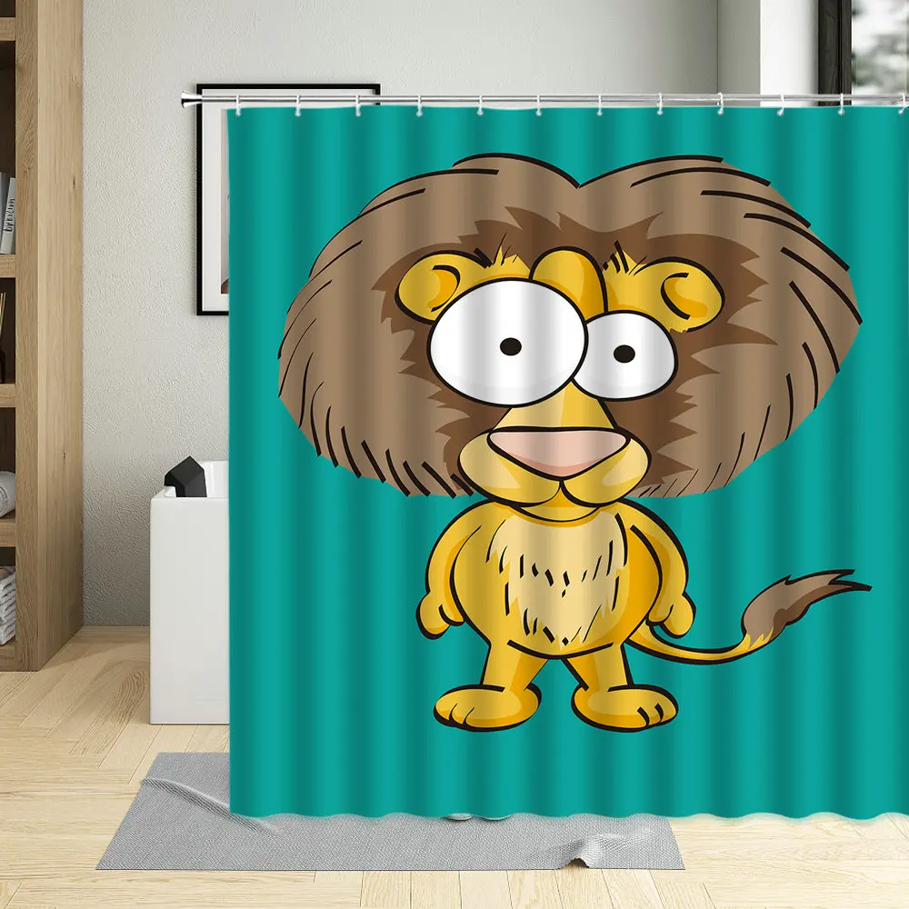 

Lovely Interesting Cartoons Animal Cat Dog Lion Dinosaur Tiger Pattern Home Shower Curtain Waterproof Washable Polyester