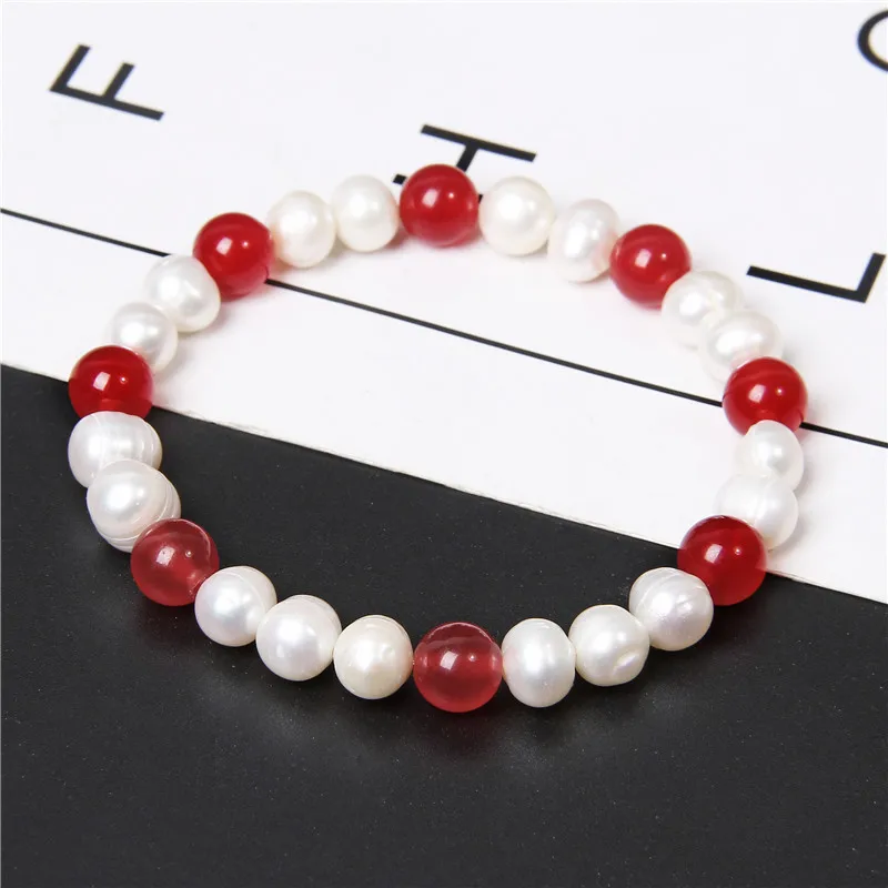 Браслет из натурального жемчуга браслет с натуральным красным нефритом