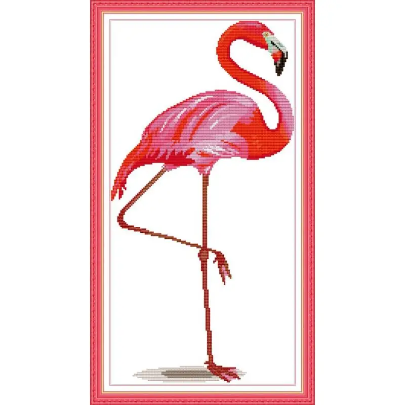 

Joy Sunday Flamingo Cross Stitch Kits Sitting Room Decorations Sets 11CT 14CT Animal Pattern DMC Embroidery Needlework Kits