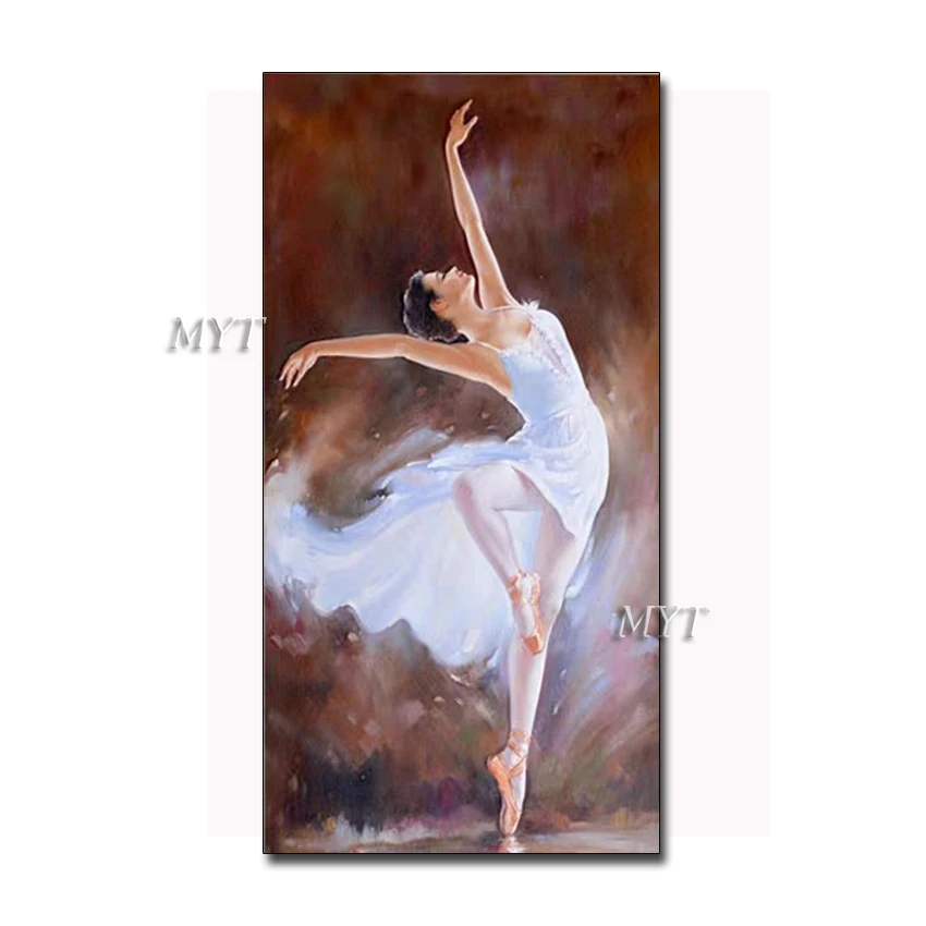 

Girl Wear White Dress Dance Art Painting on Canvas Acrylic Wall Art Modern Picture Hand Painted Home Decoracion for Living Room