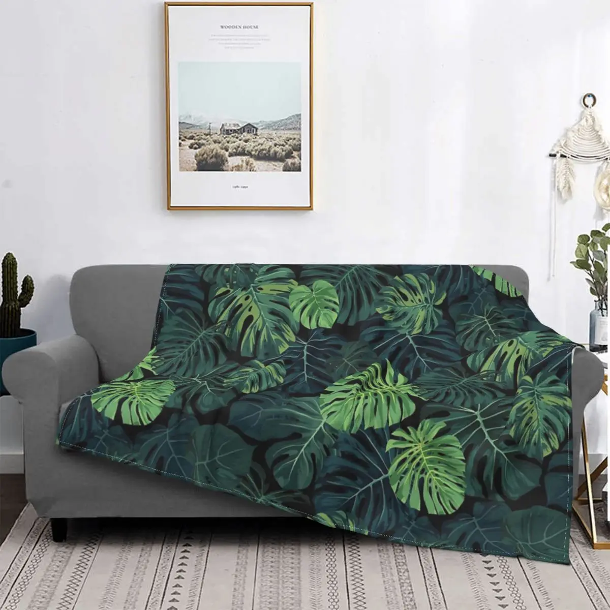 

Monstera Leaves Blanket Bedspread Bed Plaid Rug Bedspread 90 Hoodie Blanket Home Textile Luxury