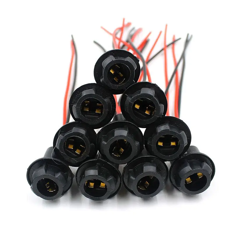 

10pcs/set DC 0V-12V T10 Sockets Car Socket Connector Extension LED Wedge Light Base For T10 168 194 2825 912 921 W5W Lamp Socket