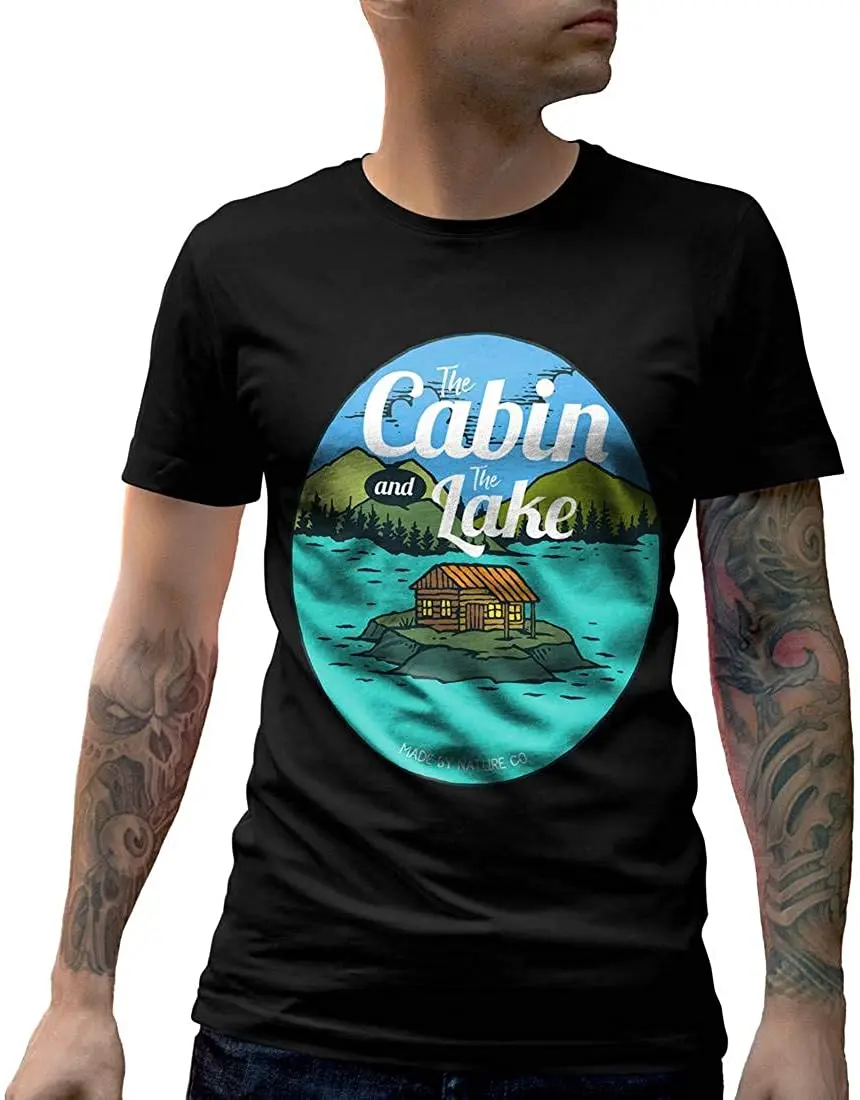 

The Cabin and The Lake Nature Mens Crew Neck T-Shirt New Arrivals Tee Summer 2020 Pure Cotton Breathable Short Sleeve Tshirt