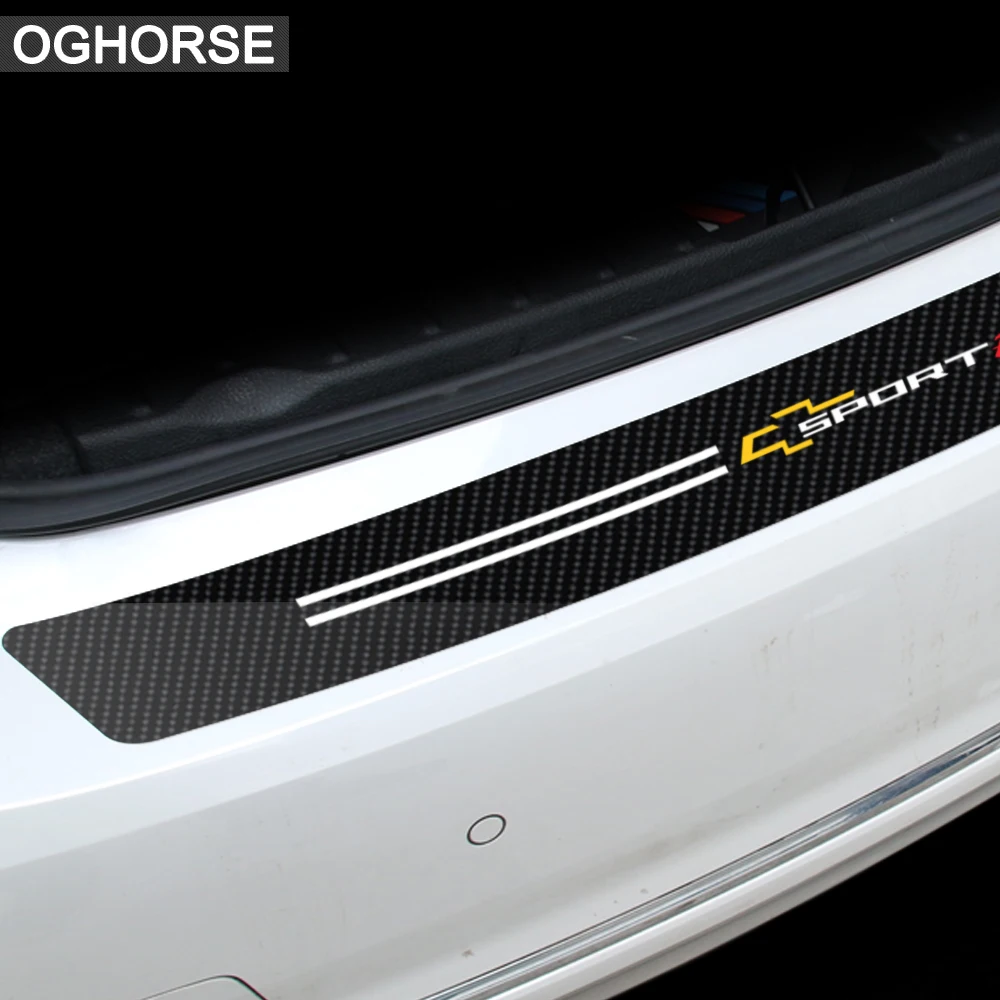 5D Carbon Fiber Vinyl Car Rear Bumper Trunk Protector Sticker Decal For Chevrolet Cruze Camaro Captiva Lacetti Aveo Epica Trax | Автомобили