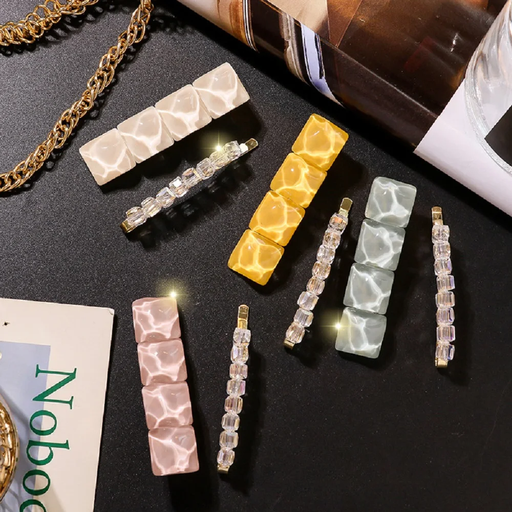 

Fashion Women Hair Clips Temperament Rhinestones Bead Hairpins BB Clip Sweet Girls Crystal Barrettes Headwear Hair Accessories