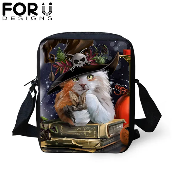 FORUDESIGNS/сумка-мессенджер с мультяшным готическим котом для девочки-подростка, новинка, сумка на плечо для женщин и детей, мини-сумка через плечо, кошелек - Цвет: CDGX1411E