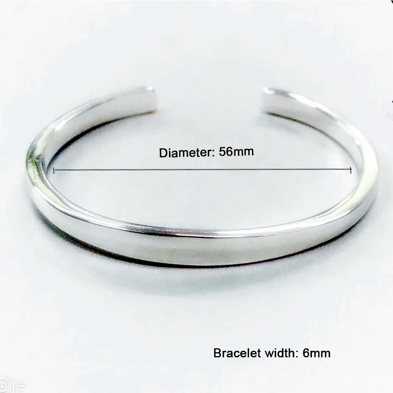 

Sterling Silver New Fashion Glossy Solid Bracelets Bangles For Women Adjustable Handmade Charm Jewelry Gifts