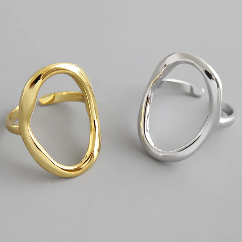

Punk 925 Sterling Silver Hollow Geometric Rings For Women Open Ring Bijoux Femme Jewelry Anillos jz132