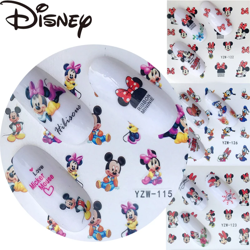 Детские наклейки для ногтей с Микки и Минни Маусом диснеевские Мультяшные