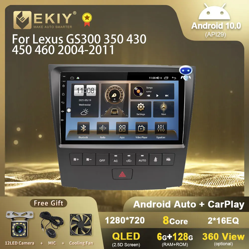 

EKIY T7 QLED DSP Android 10 Car Radio For Lexus GS300 350 430 450 460 2004-2011 Navi GPS Carplay Multimedia Video Player DVD HU