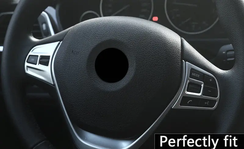 

1set=2pcs Chrome Steering Car Wheel Button Cover Trim For BMW 3 Series F34 GT 2014-2017 Car decoration