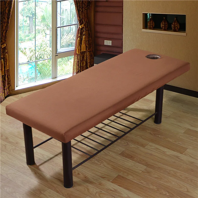 Spa Bed Cover Sheet With Face Hole Skin-Friendly Massage Beauty Salon Table Cloth Polyester Bed Cover Sheet Pure Color
