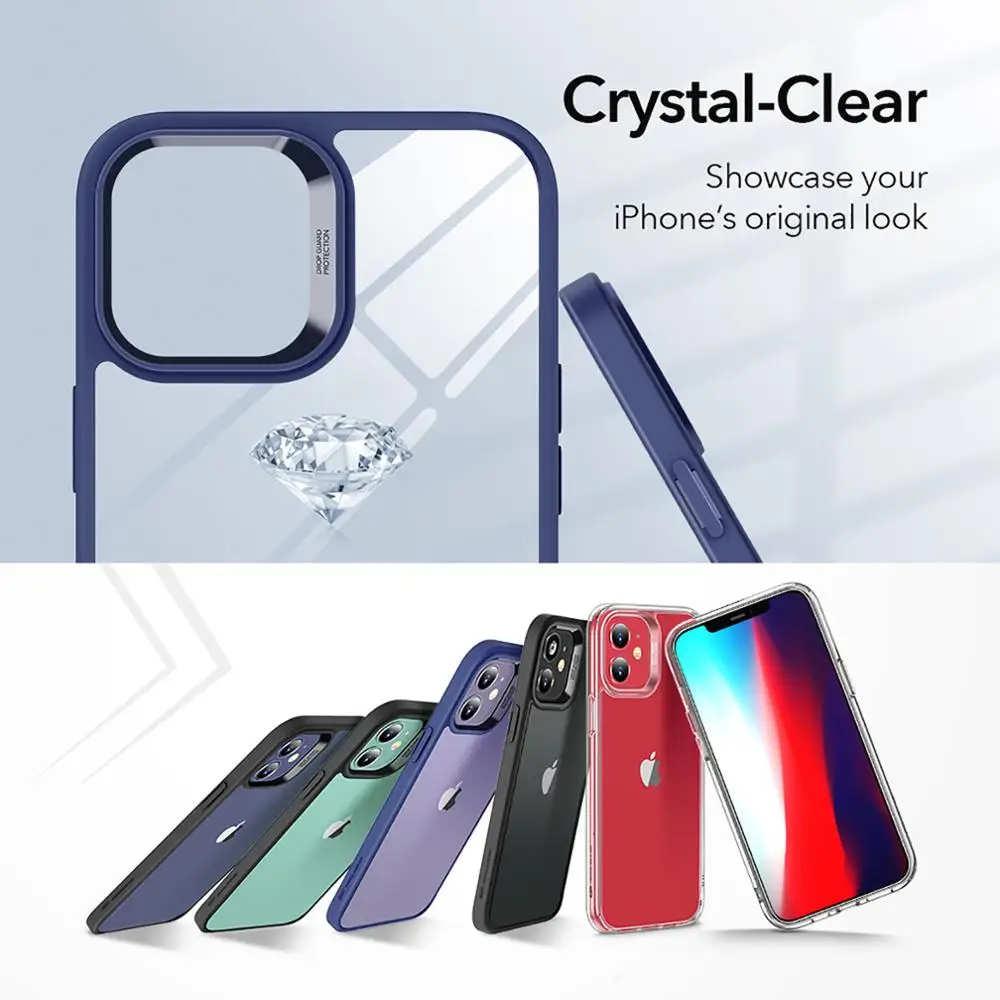 ESR Case for iPhone 13 Pro Max Classic Hybrid Case for iPhone 12 mini/12/12 Pro Transparent Clear Back Cover Tempered Glass 2PCS
