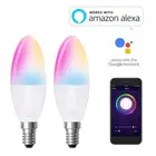 Умная Светодиодная лампа в форме свечи, 6 Вт, RGB, Wi-Fi, E27, E14, B22, для приложения Tuya Smart Life, домашней автоматизации, работы с Alexa, Google Home