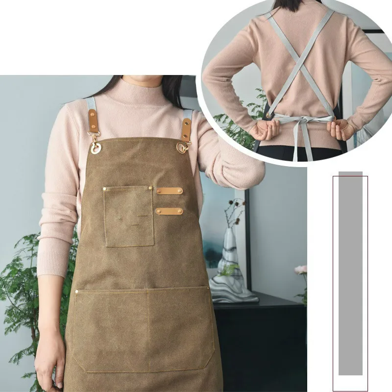 

Модный брезентовый фартук, для шеф-повара, работы, для ресторана, бара, магазина, кафе, маникюра, кухни, для уборки дома