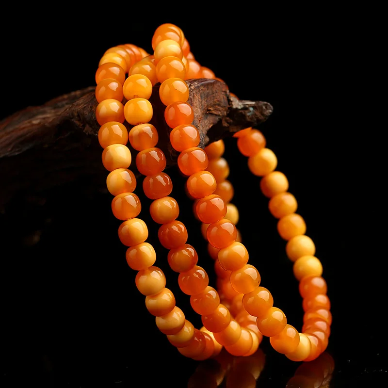 

Natural Burmese Yellow Dragon Jade Old Bead Bracelet Topaz 108 Buddha Bead Bracelet Fine Jewelry Gifts For Ladies A0039