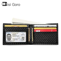 bisi goro carbon fiber pattern smart wallet rfid money bag slim wallet for men purse carteira high quality credit card holder