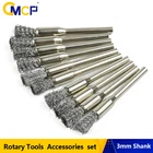 Набор щеток CMCP со стальной проволокой и хвостовиком 3,0 мм для вращающегося инструмента Dremel, инструмент для полировки металла, абразивный инструмент, щетка