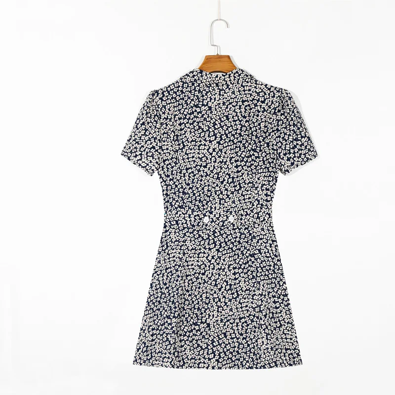 

Summer women's dress casual flower print button decoration dress Vestidos