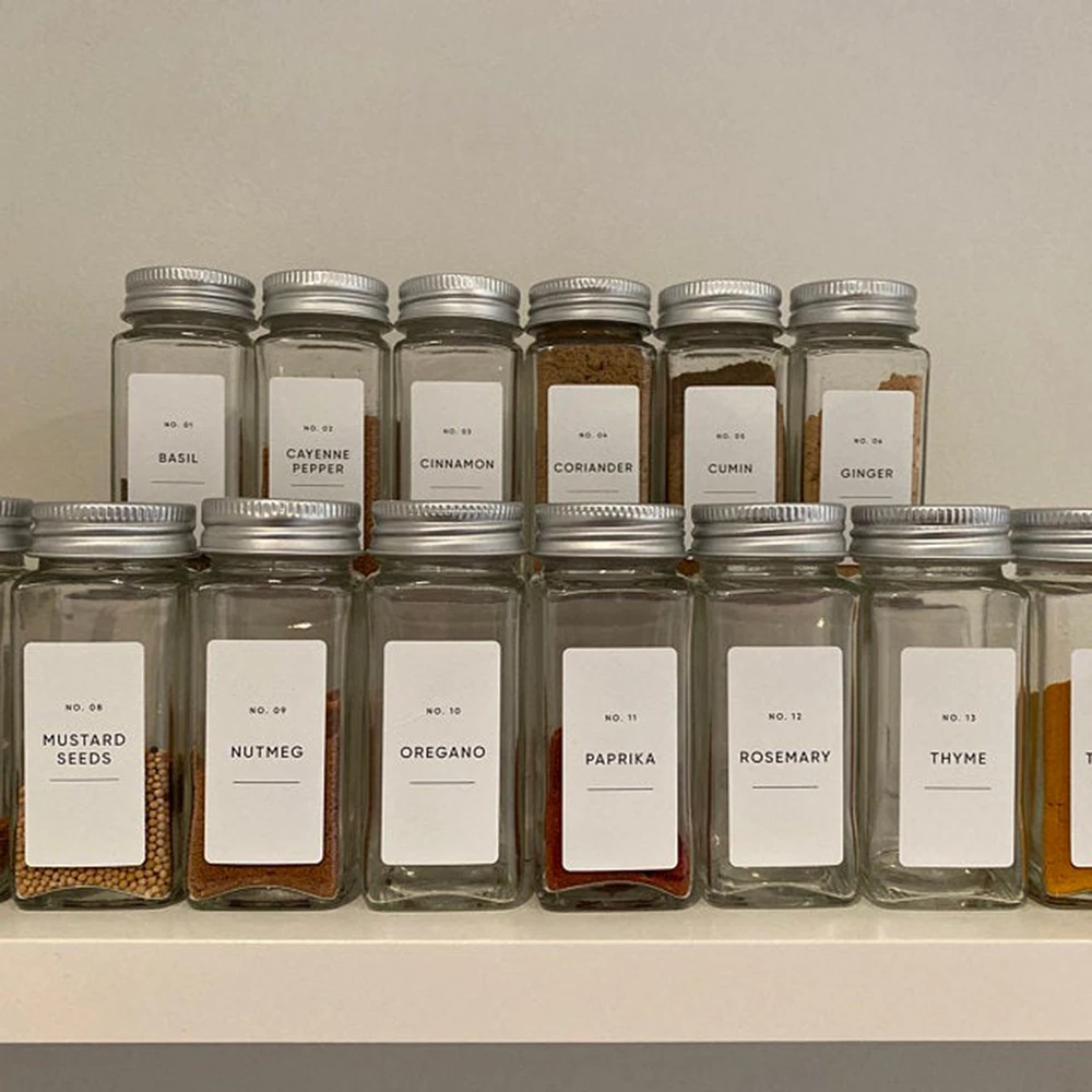 Customize Minimalist Spice Labels Rectangle Modern Kitchen Storage Waterproof Oil Proof Adhesive Sticker | Дом и сад