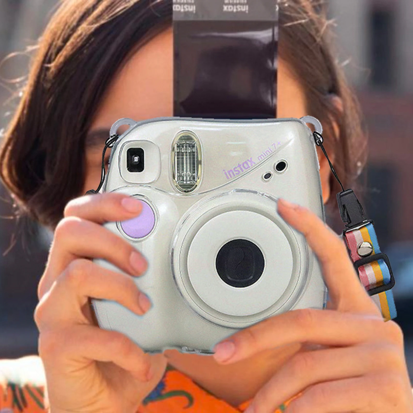 Защитный прозрачный чехол для камеры Fujifilm Instax Mini 7 + Plus жесткий из ПВХ со съемным