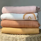 Клетчатое бамбуковое муслиновое одеяло, детское одеяло, Пеленальное Одеяло, однотонное детское одеяло, Хлопковое одеяло для новорожденных