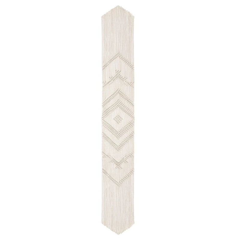 

Natural Cotton Fabric Macrame Table Runner,Vintage Farmhouse and Bohemian Table Decor (63Lx14W Inch)