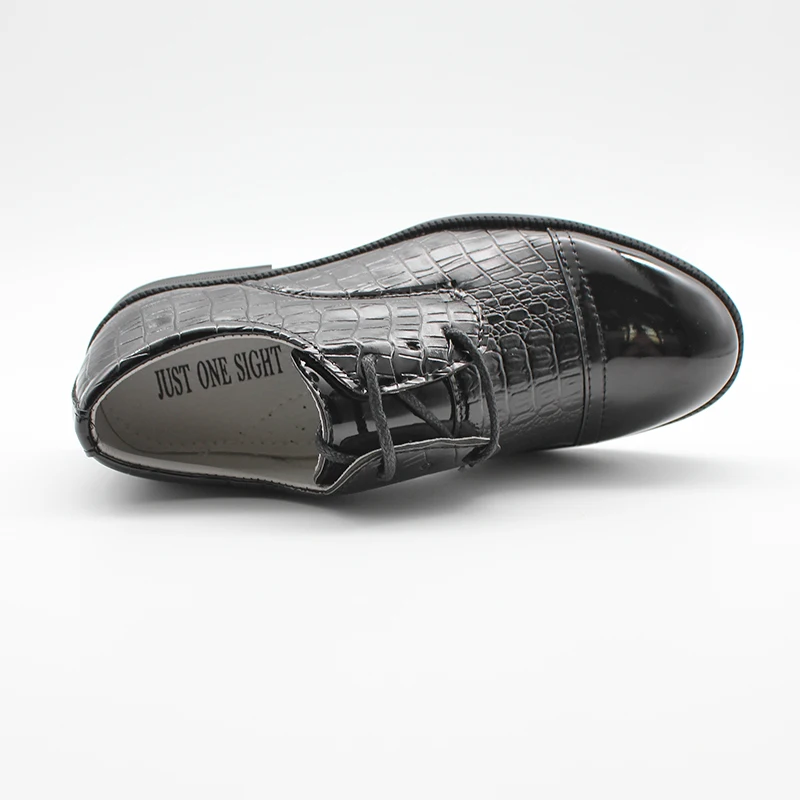 Для маленьких мальчиков дети из PU искусственной лакированной формальная черная