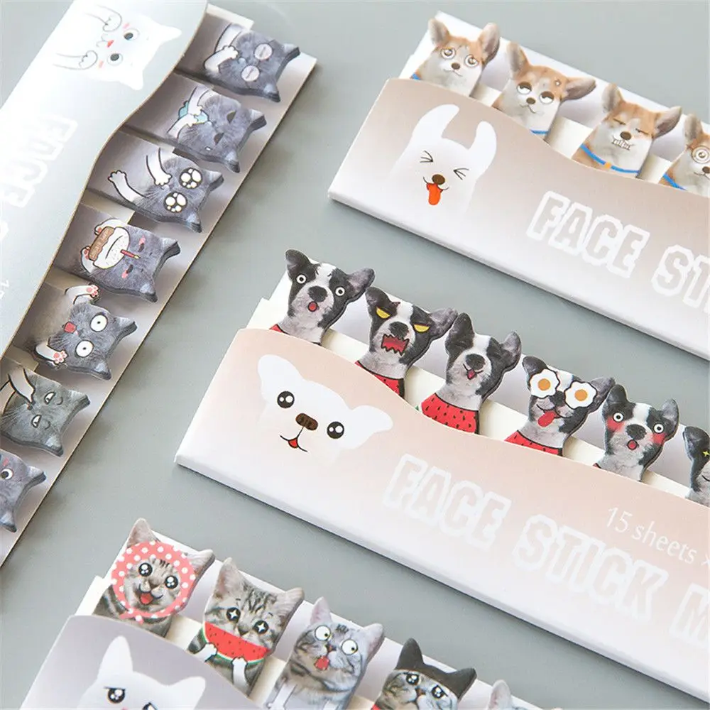 

120pcs Cute Cats Dogs Memo Pads Kawaii Sticky Notes DIY Scrapbooking Self Adhesive Index Paper Bookmark Label Sticker Stationery