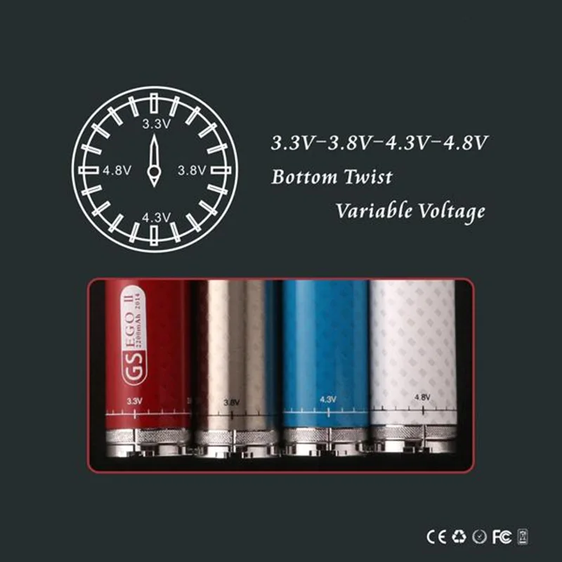 Электронная сигарета GS eGo II twist vv 2200 мАч 3 4 8 В переменное напряжение большая