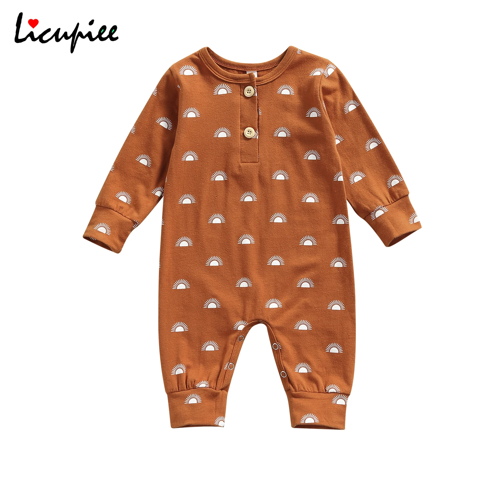 

0-18 Months Sleeveless Rompers Baby Clothing Baby Romper Kids Sun Print Round Neck Long Sleeve Jumpsuit Playsuits Spring Fall