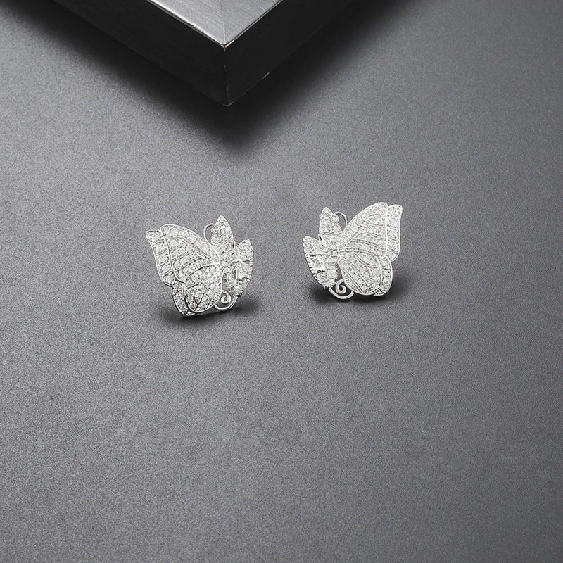 Серьги бабочки YANMEI YME9544 с цирконом изысканные роскошные блестящие сережки милая