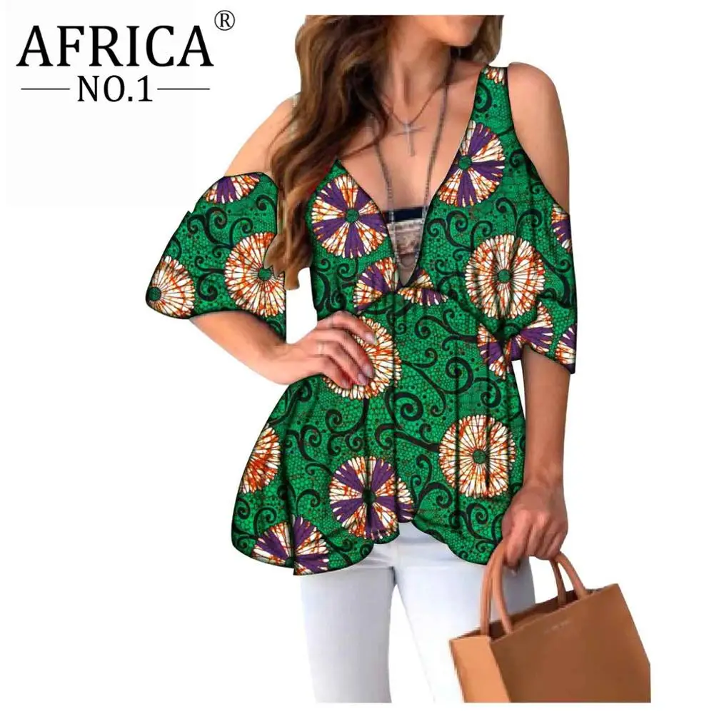 

Модная женская рубашка с Африканским принтом, укороченный топ, батик, женская одежда, базин богатый, лето, большие размеры, повседневная оде...
