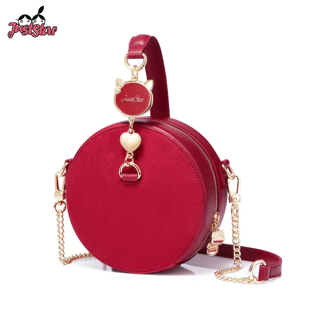 JUST STAR женские Сумки из искусственной кожи Дамская мода красный цвет круговая