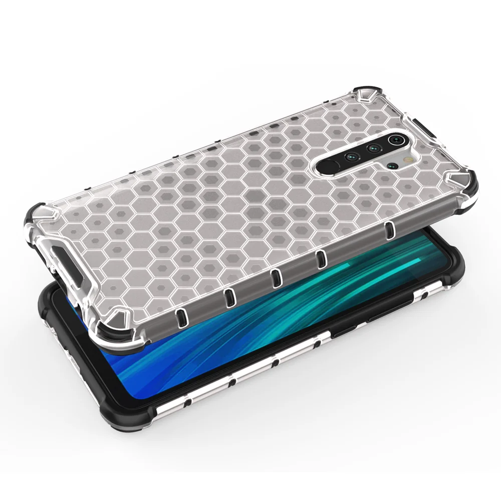 Сотовый из гибридного материала на основе ТПУ и ПК Броня чехол на Etui Xiaomi Redmi Note 8 Pro противоударный жесткий чехол для телефона прозрачный чехол Xiaomi Redmi Note 8