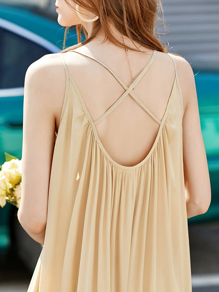 Amii Summer Holiday Dress Female Strap Solid Loose Round Neck Sexy Long Dresses Boho Vestidos 11970146 | Женская одежда
