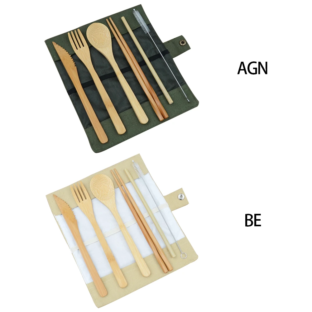 Портативный Бамбуковый Обеденный набор 6 шт./лот дорожный экологически чистый
