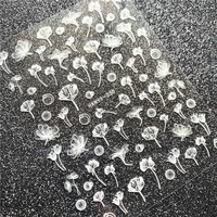 hanyi series white flowers series 3d back glue self adhesive nail art nail sticker decoration tool sliders for nail decals