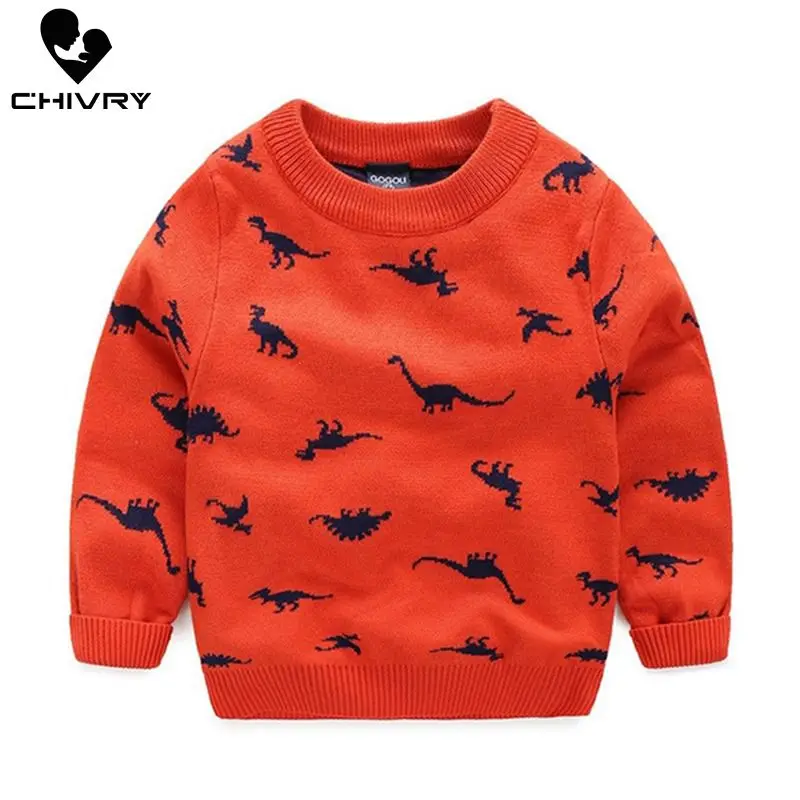 Детский трикотажный свитер с круглым вырезом мультяшным принтом|Свитера| |